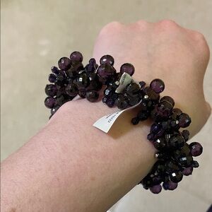 NWT Disney Dark Purple Beaded Bracelet Stretchy
